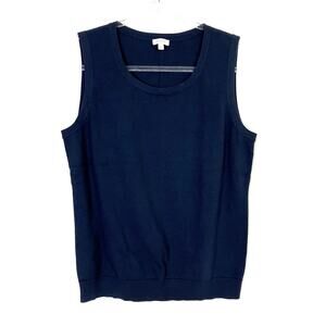 Talbots Outlet Navy 100% Cotton Knit Tank Top Sweater Vest Womens Large